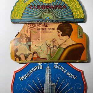 Vintage Advertising Cleopatra Die-cut Sewing Needles Book Germany - Lot of 3